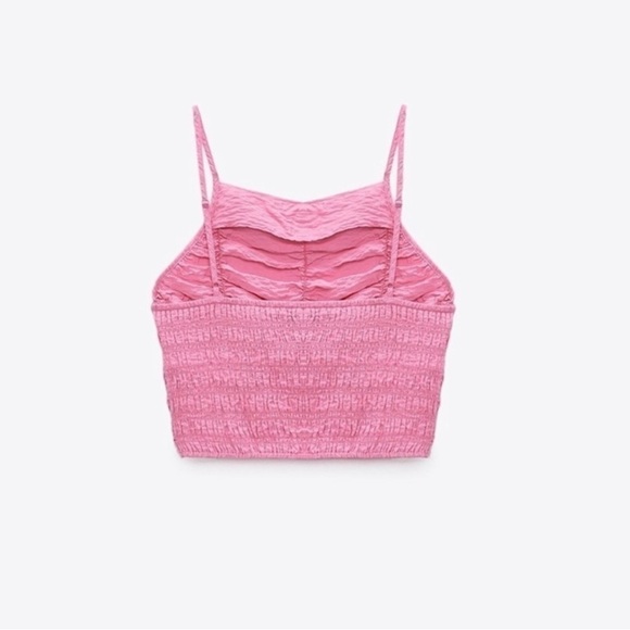 Zara Pink Draped Ruched High Neck Crop Top NWT - Picture 2 of 8